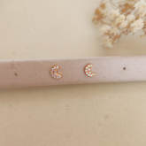 Aretes Luna Mini Strass - Colección Acero